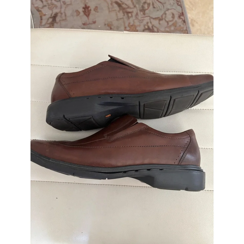Clarks Unstructured 1825 Brown Leather Slip On Loafers Mens 9.5 XW 26087743